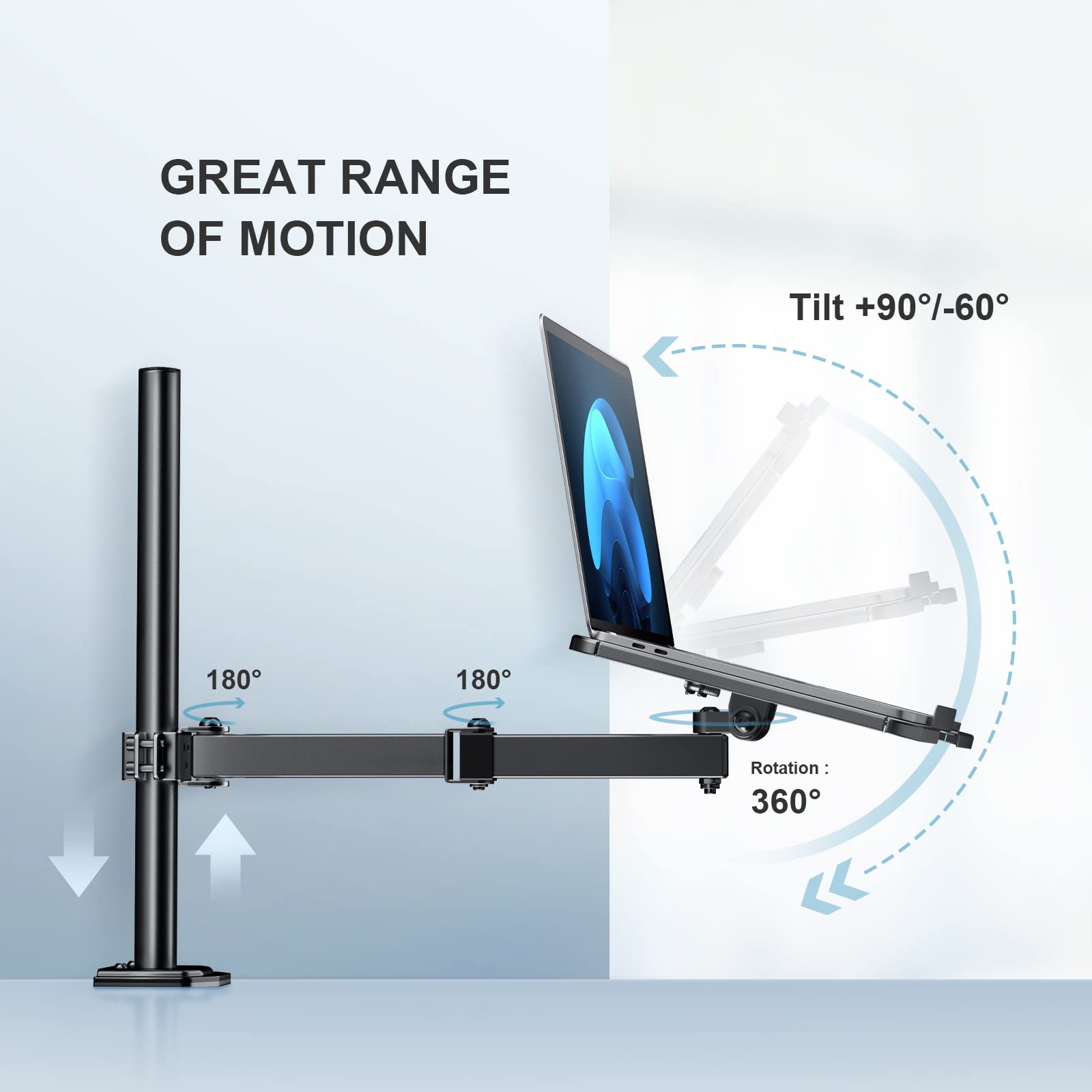 HUANUO Adjustable Laptop Monitor Arm Stand - Ergonomic Desk Mount for 13