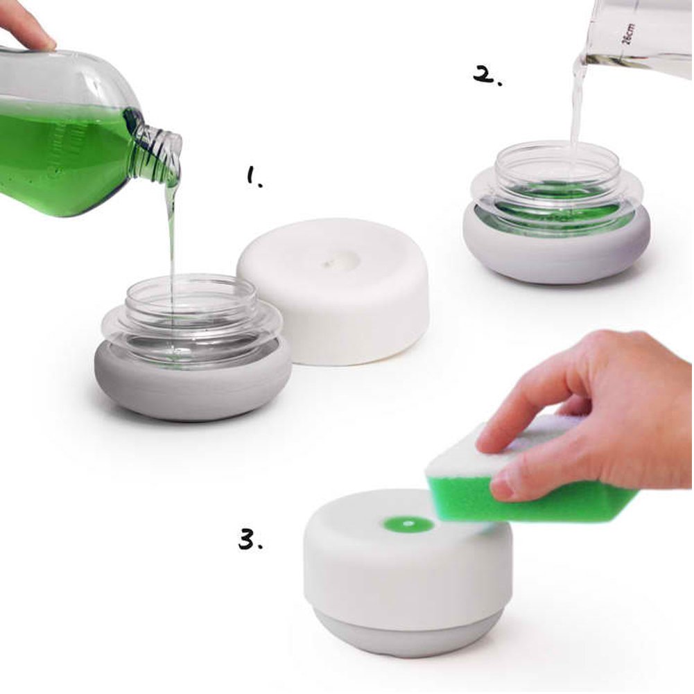 Eco-Friendly Gray Push Dish Soap Dispenser - Sustainable Kitchen Soap Dispenser for Countertop, Sink, or Dishwashing Station | Perfect for Home, Restaurant & Commercial Use
