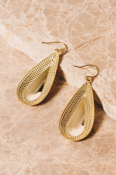 Gervais Teardrop 18K Gold Plated Brass Earrings - Elegant Dangle Drop Jewelry for Women, Perfect for Weddings, Parties & Special Occasions