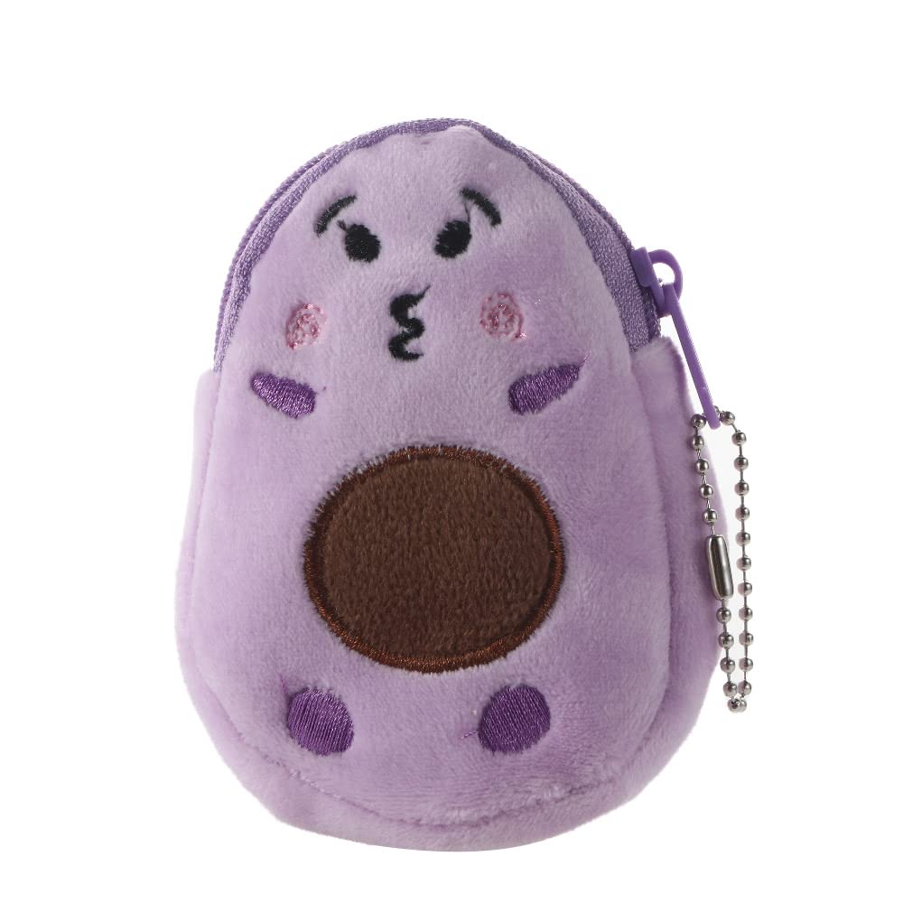 Cute Cartoon Fruit Plush Coin Purse for Kids - Kawaii Zipper Wallet & Key Case Bag for Girls & Boys - Small Money Pouch for School, Shopping & Travel (Purple)