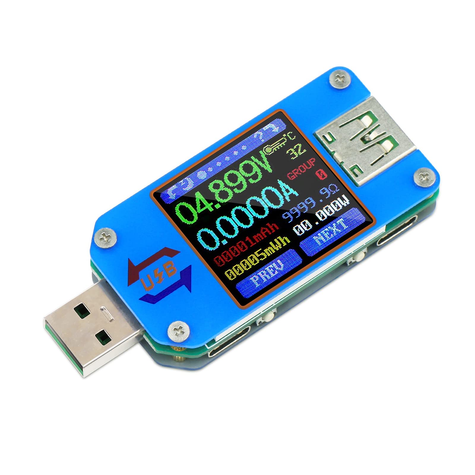 DROK USB Power Meter Tester - 4-24V 5A LCD Display for Voltage Current Monitoring | Test Charger Speed, Power Bank Capacity | Compatible with QC 2.0/3.0 | Perfect for Electronics Hobbyists & Tech Professionals