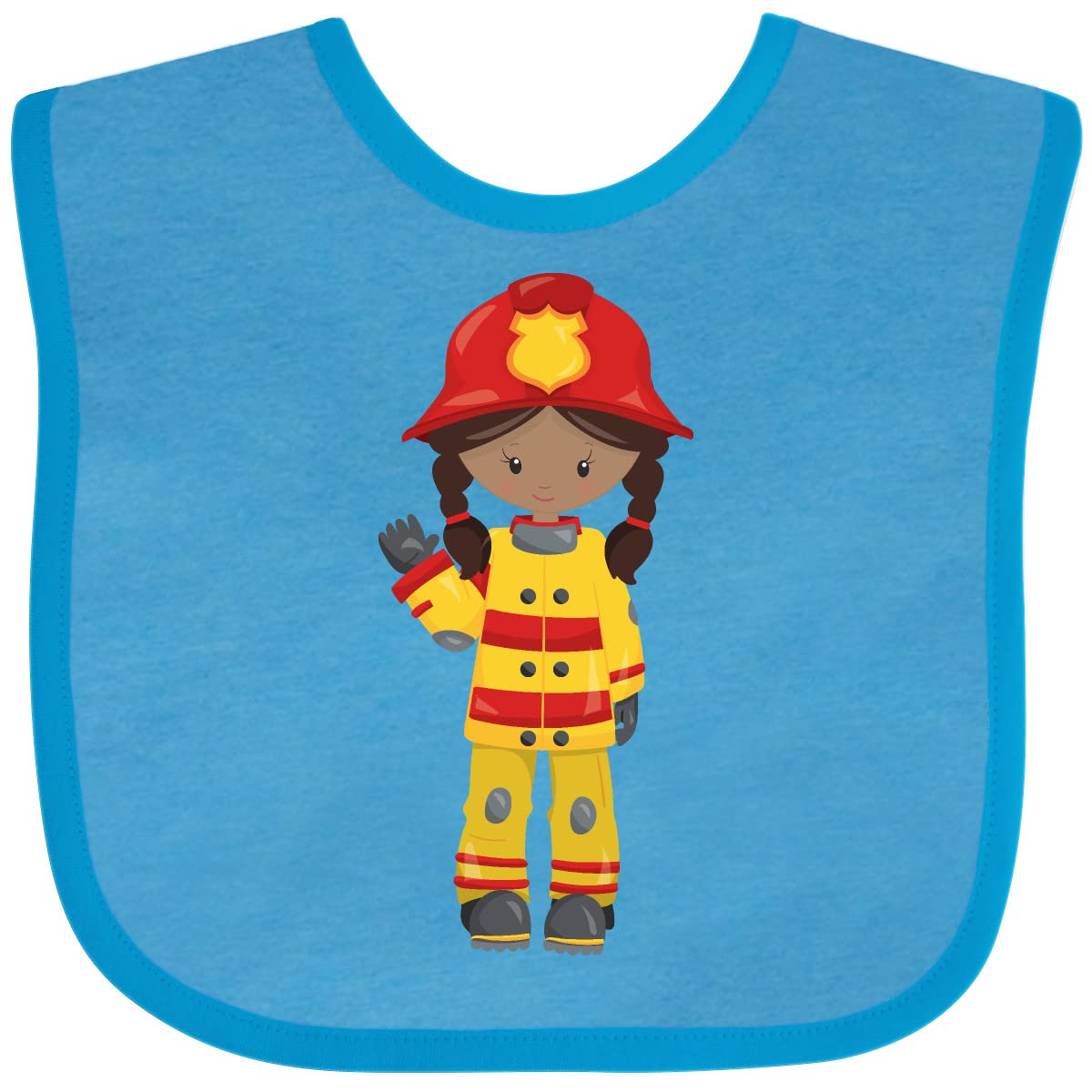 Inktastic African American Girl Firefighter Baby Bib - Cute & Durable Drool Bib for Infants & Toddlers - Perfect for Feeding, Playtime & Everyday Use