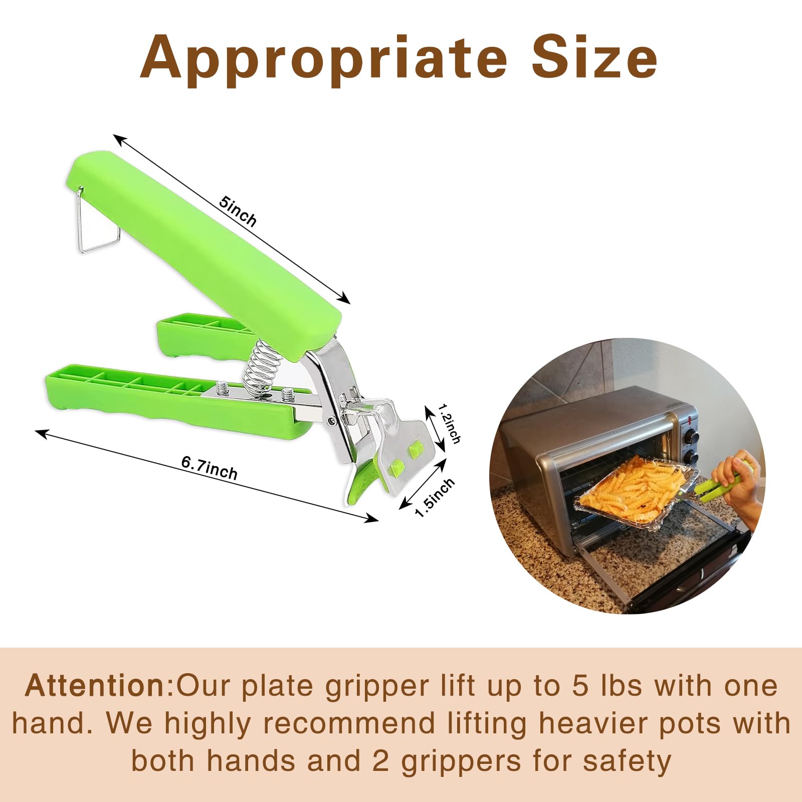 2 Pack Hot Plate Gripper Clips - Heat Resistant Bowl Tongs for Moving Hot Pots, Pans, Pizza Dishes & Air Fryer Trays - Microwave & Oven Safe Kitchen Tool for Serving Food (Green) - Perfect for Baking, Cooking & Serving Hot Dishes Safely