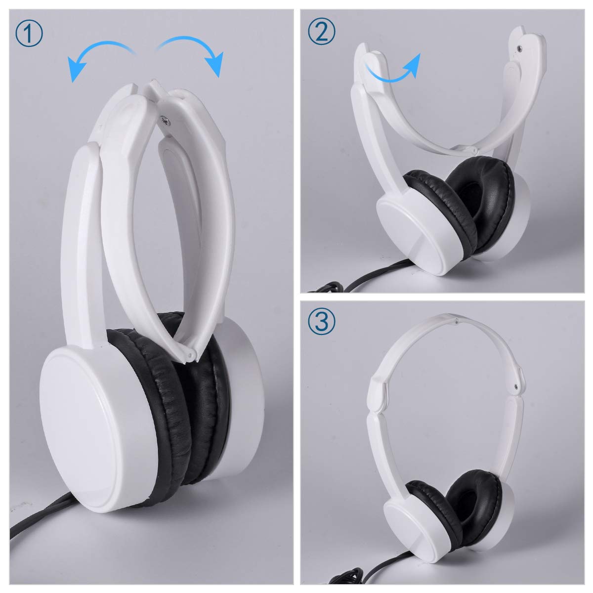 10 Pack Bulk Kids Headphones with Adjustable Headband - White SP-T10 School Headphones for Students, Classroom, Travel & Airplane Use - Durable Earbuds for Children's Learning & Entertainment