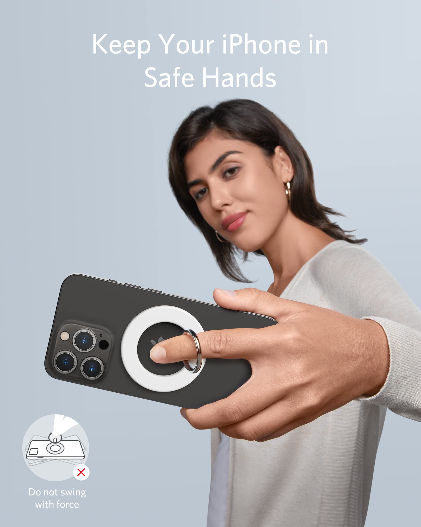 Anker Magnetic Phone Grip - MagGo 610 Ring Holder with Adjustable Kickstand for iPhone 16/16 Plus/16 Pro/16 Pro Max/15/14/13/12 Series - Perfect for Hands-Free Viewing, Video Calls & Secure One-Handed Use