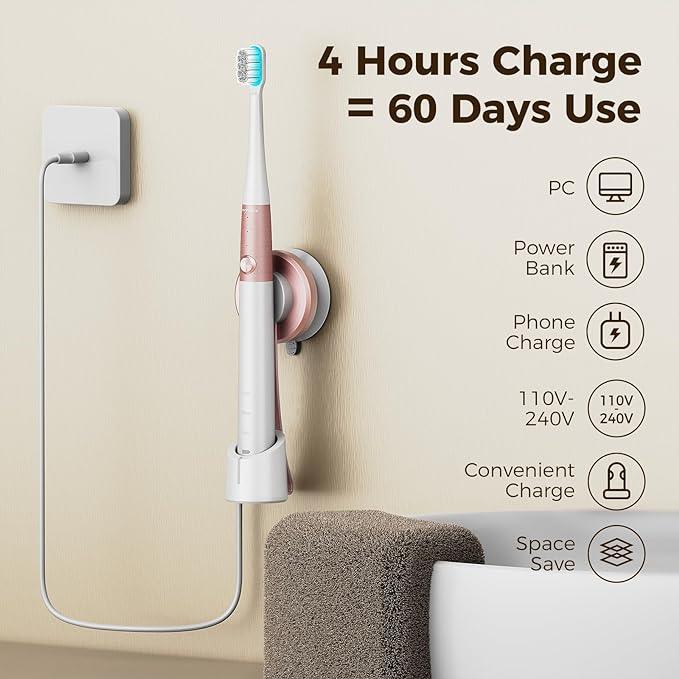Arpha R1 Electric Toothbrush for Adults - Ultrasonic Deep Cleaning, Wireless Fast Charging with 2 Brush Heads | Perfect for Travel, Home & Daily Oral Care