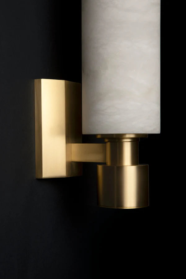 Elegant Ashton Alabaster Wall Sconce - Modern Plug-in Light Fixture for Bedroom, Hallway & Living Room Decor