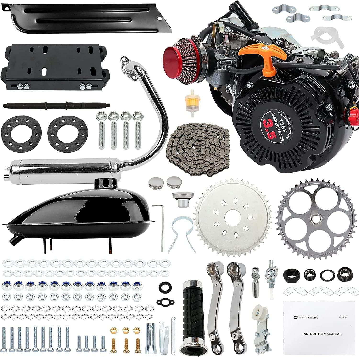 **100cc Bicycle Engine Kit - 2 Stroke & 4-Stroke Gas Motor for Bikes - Compatible with Large Triangular Frame Bicycles - Perfect for Commuting, Off-Road Adventures & DIY Bike Projects**