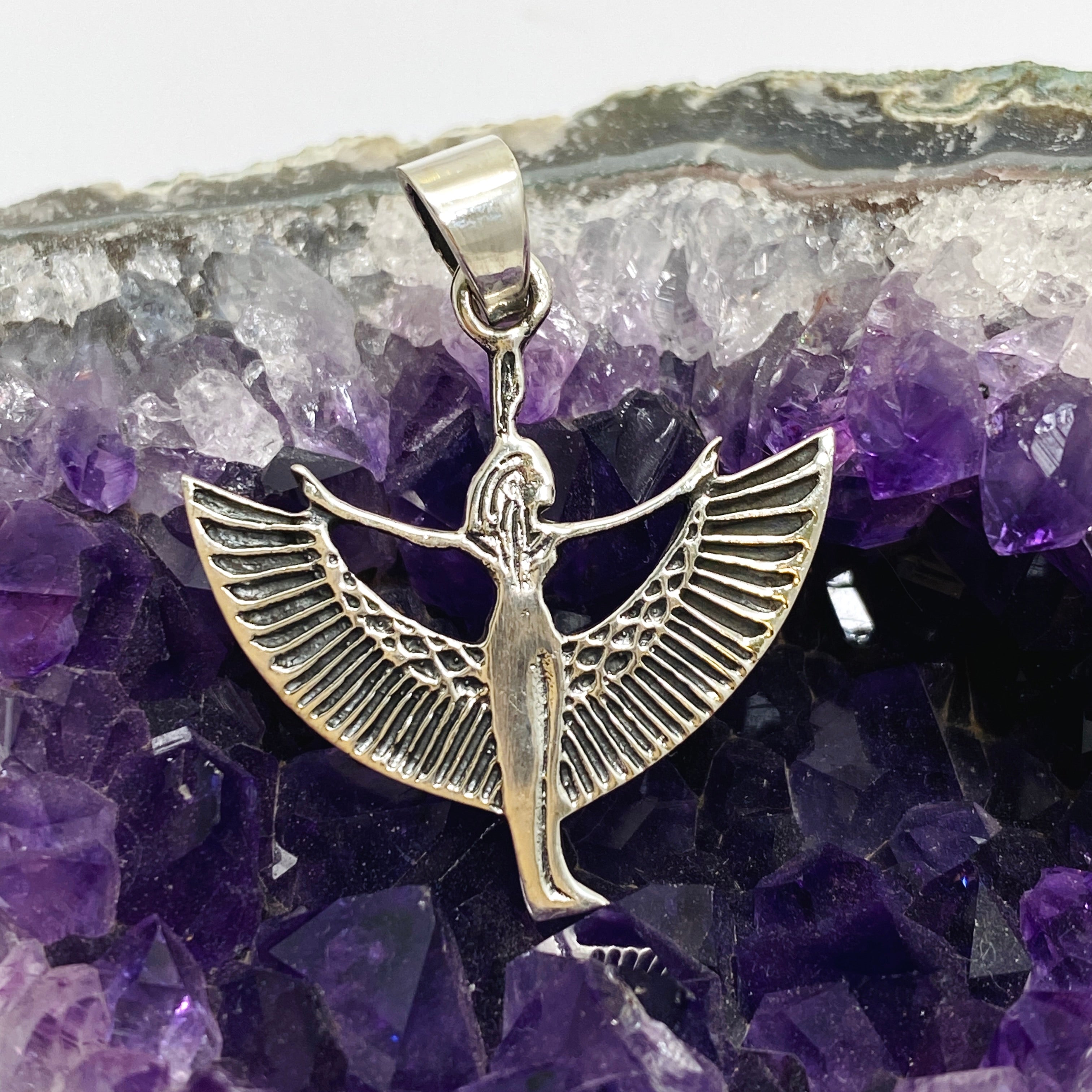 925 Sterling Silver Goddess Isis Pendant Necklace - Ancient Egyptian Jewelry for Women - Perfect for Spiritual Gifts, Meditation & Boho Fashion