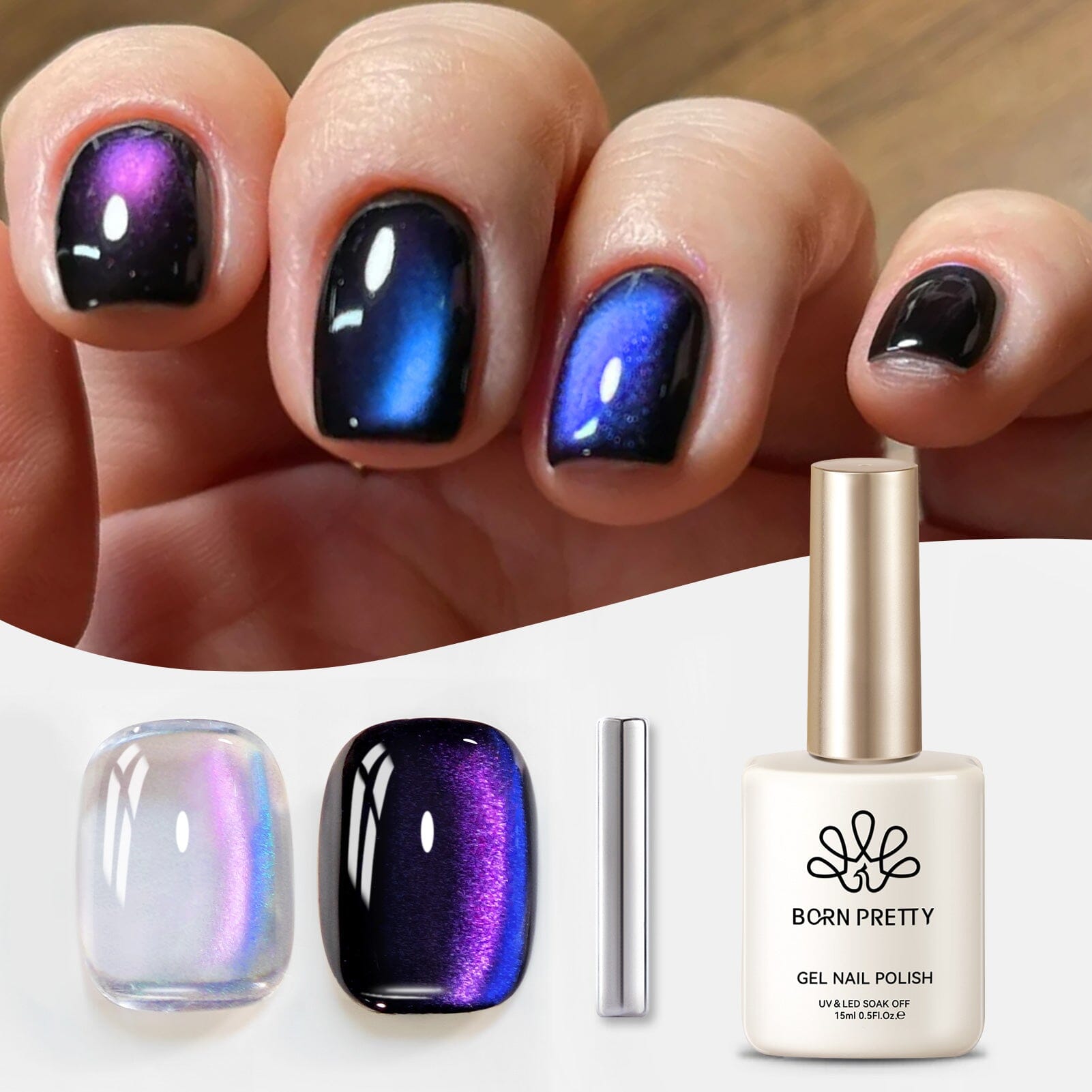 Purple Chameleon Cat Magnetic Gel Polish - MY51 Heaven Purple 15ml Nail Art Kit for Salon & Home Manicure | UV/LED Cured Long Lasting Nail Polish