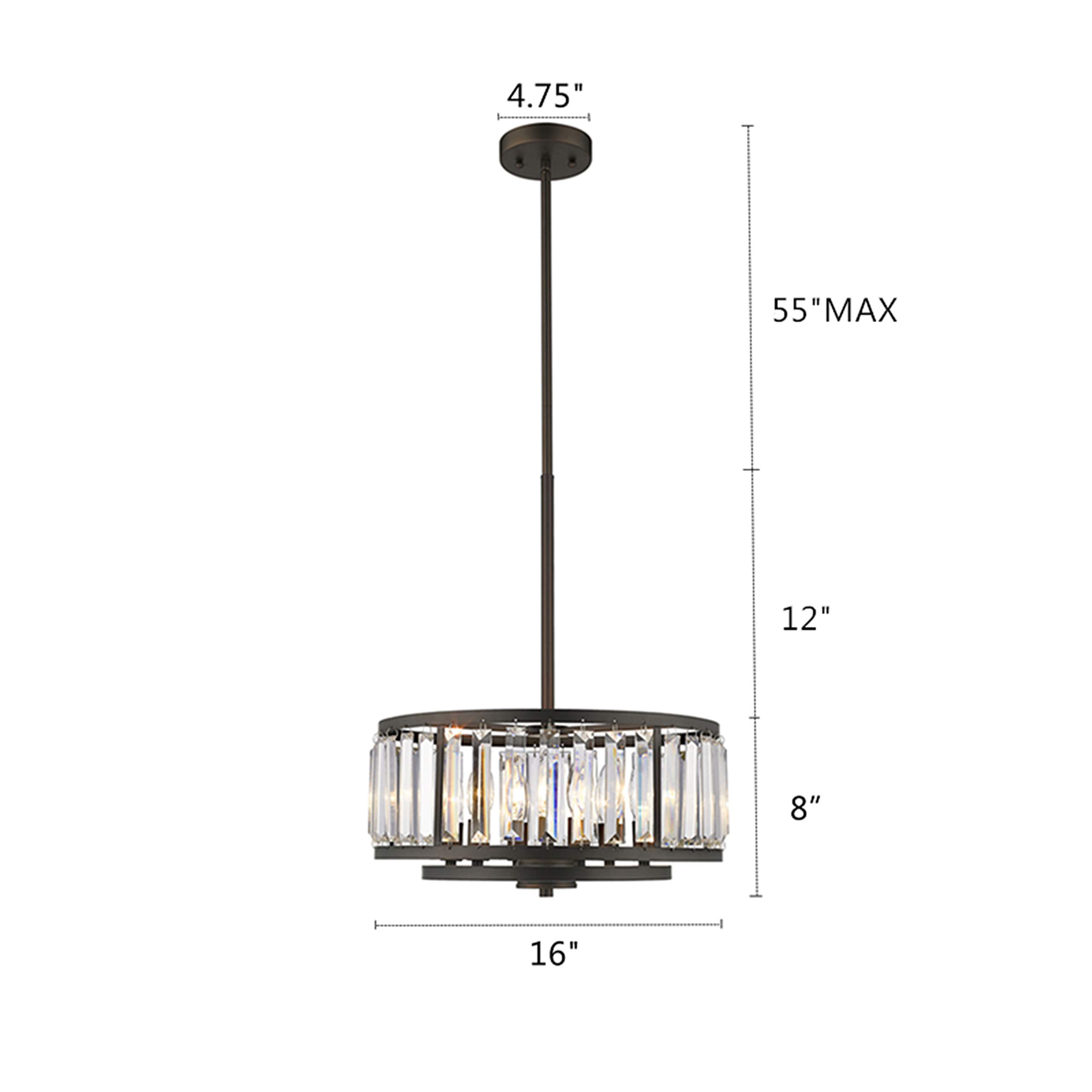 6-Light Rubbed Bronze Ceiling Pendant Fixture - 16 Inch Wide Modern Chandelier for Dining Room, Kitchen Island & Foyer Lighting