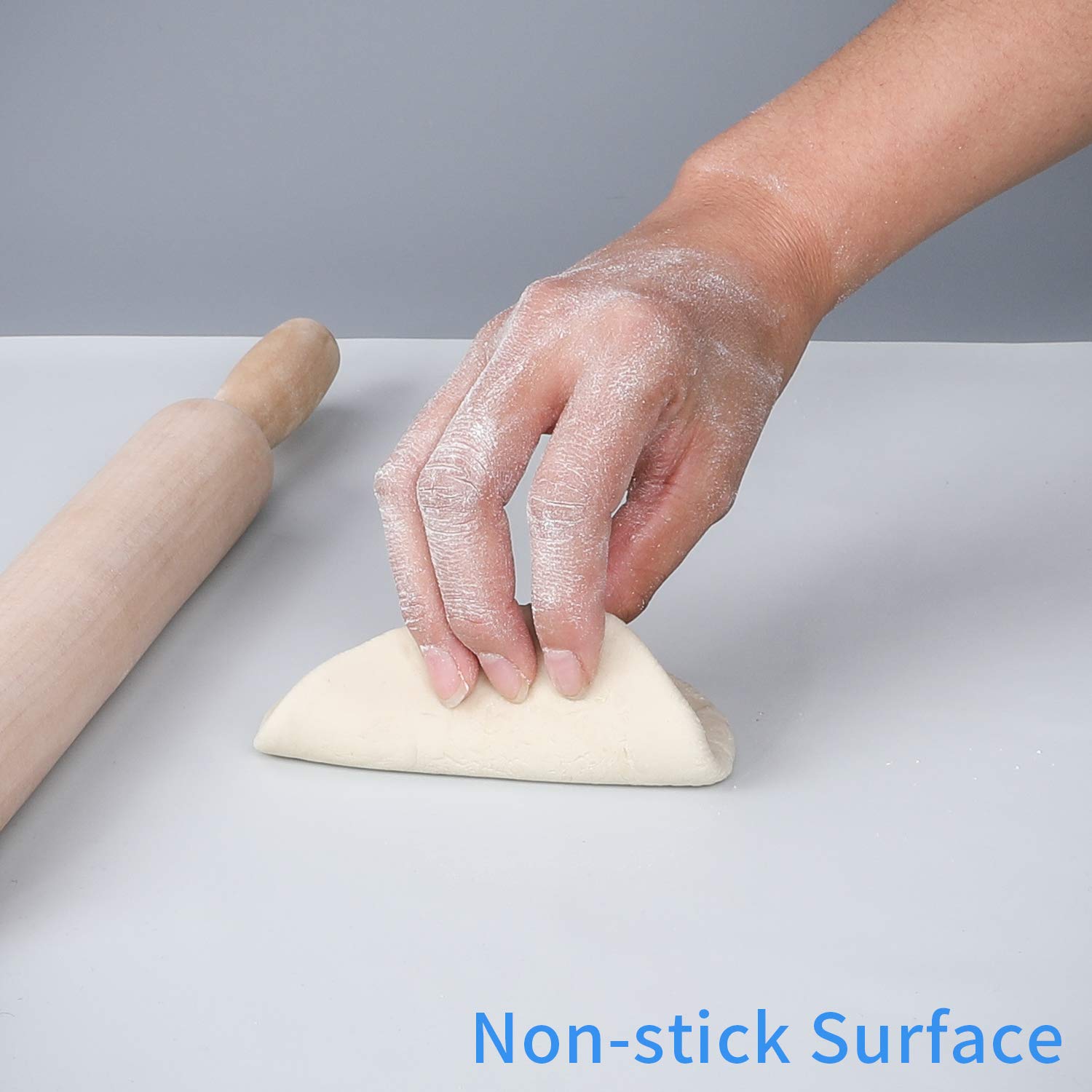Longfite Non-Stick Silicone Baking Mat - Large Heat-Resistant Pastry Dough Rolling Fondant Mat with Non-Skid Surface, Perfect for Countertop Protection, Dining Table Placemat & Kitchen Use (Gray) - Ideal for Baking, Cooking, Crafting & Home Decor