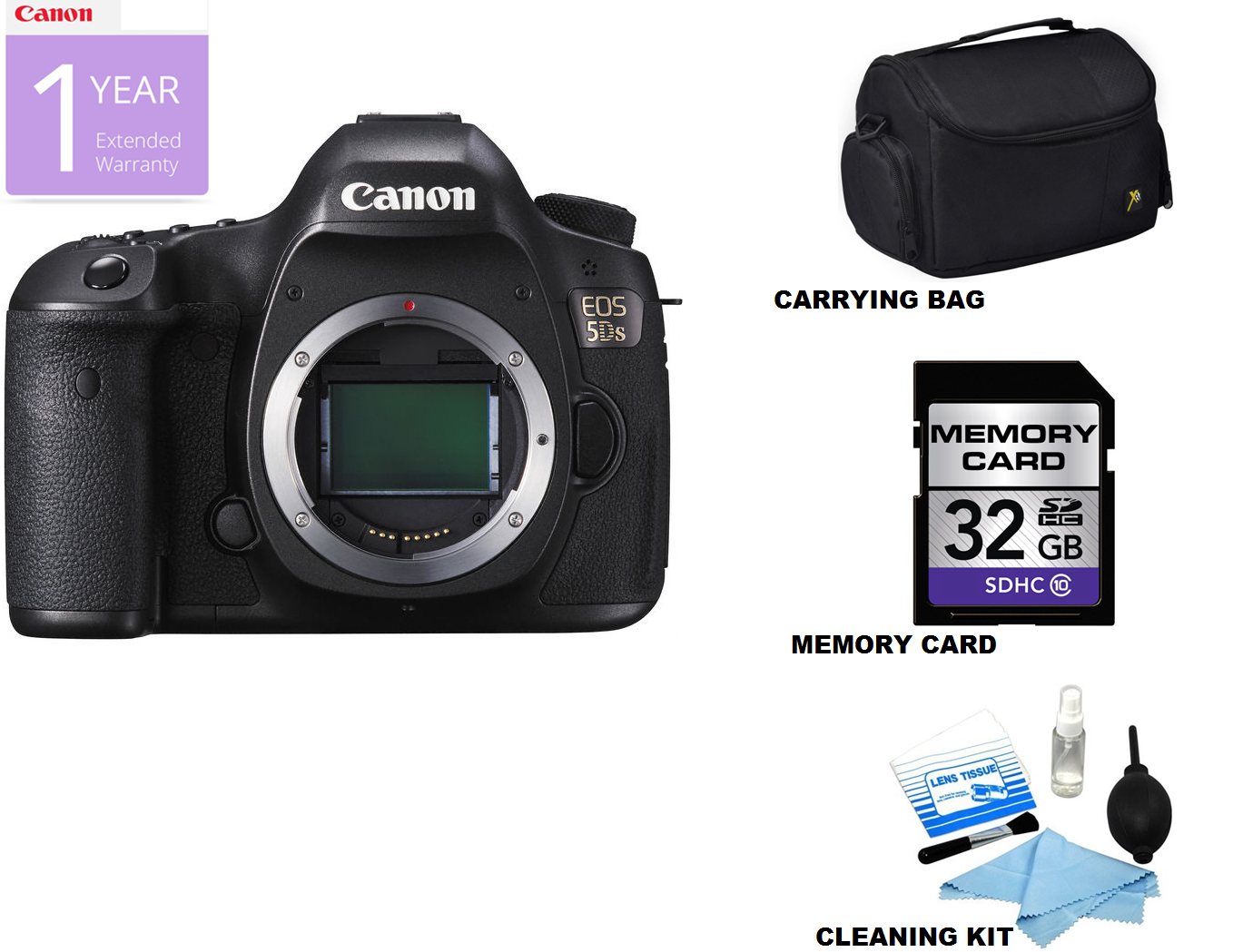 Canon EOS 5DS DSLR Camera Body Only with 50.6MP Full Frame Sensor | Includes Sandisk 32GB SD Card, Carrying Case & Cleaning Kit | Professional Photography, Studio Work & Travel Shooting