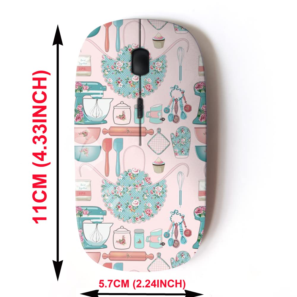 2.4G Wireless Mouse with Cute Pattern Design - Ergonomic Optical Mouse for Laptop, PC, Desktop Computer - Includes Nano USB Receiver - Perfect for Office, Home, Gaming & Kitchen Use