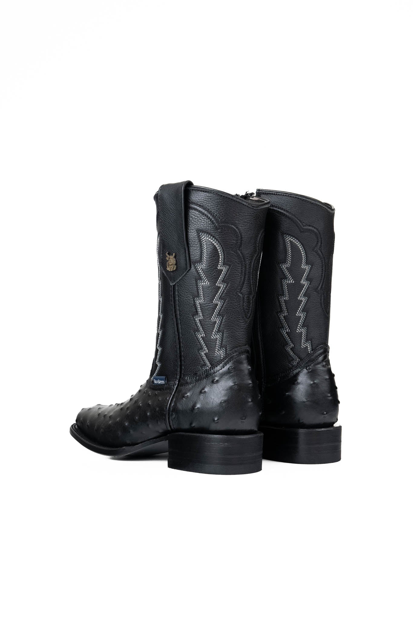 Stylish Ostrich Leather Cowboy Boots with Zipper for Men & Women - Perfect for Rodeo, Western Fashion & Country Events