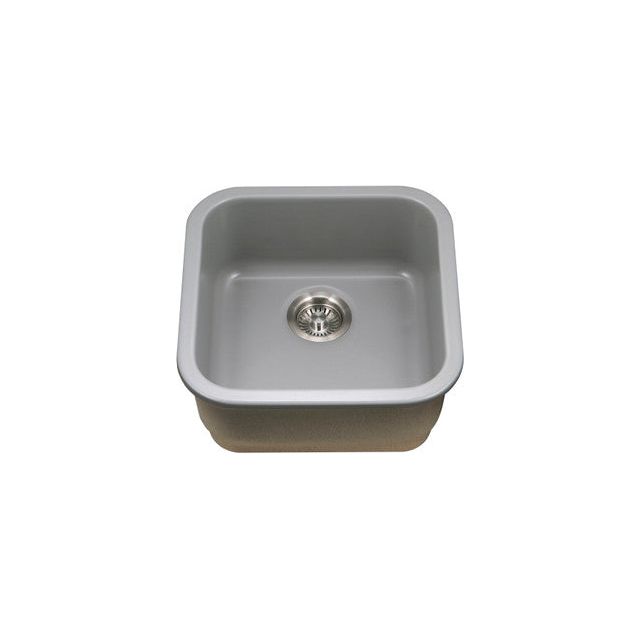 Houzer Platus Series 19 Fireclay Undermount Square Single Bowl Bar/Prep Sink in Gray - Perfect for Kitchen Islands, Wet Bars & Small Space Prep Areas (Model PTB 1919 GR)