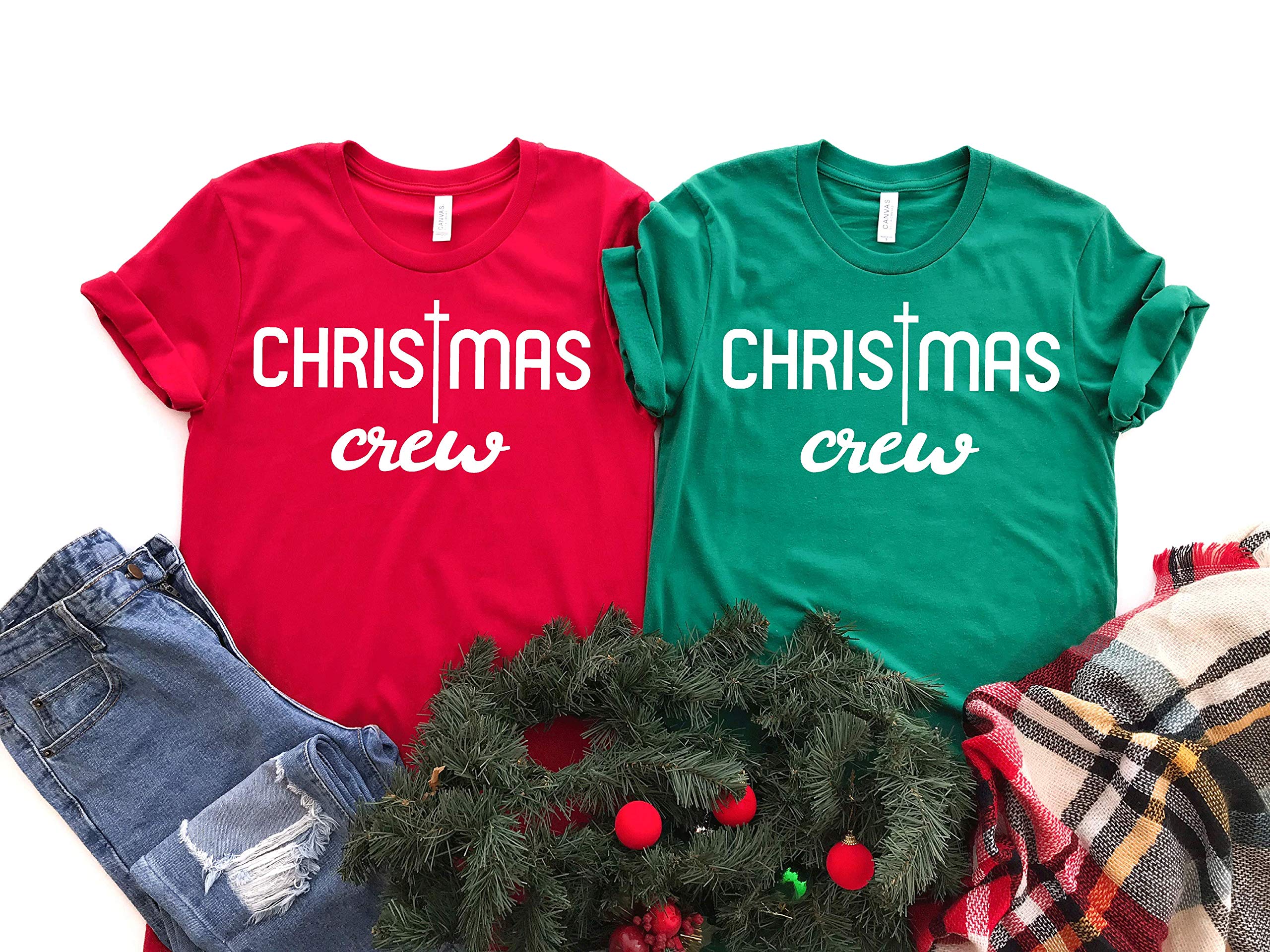 Festive Christmas Crew Shirts for Women - Holiday Squad Matching T-Shirts - Perfect for Family Gatherings, Office Parties & Festive Celebrations