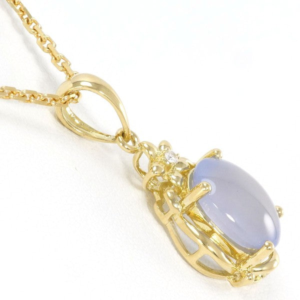 18K Yellow Gold Chalcedony Necklace for Women - Elegant Gemstone Jewelry Gift for Birthday, Anniversary & Special Occasions | Dainty Layering Necklace for Everyday Wear