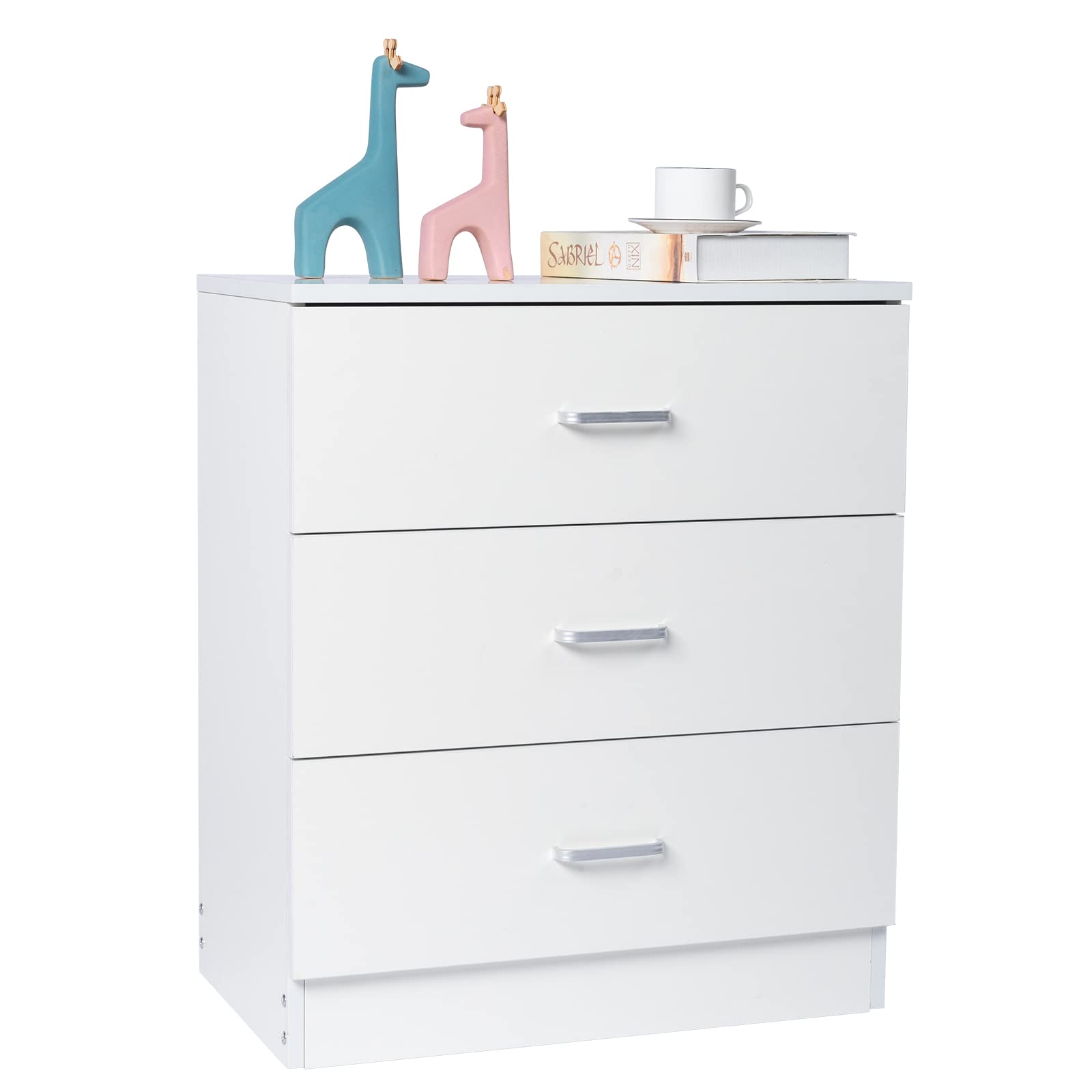 White 3-Drawer Bedside Table - Spacious Nightstand with Large Storage for Bedroom, 22.05x13x25.98 Inch - Perfect for Small Spaces, Apartment Living & Guest Rooms