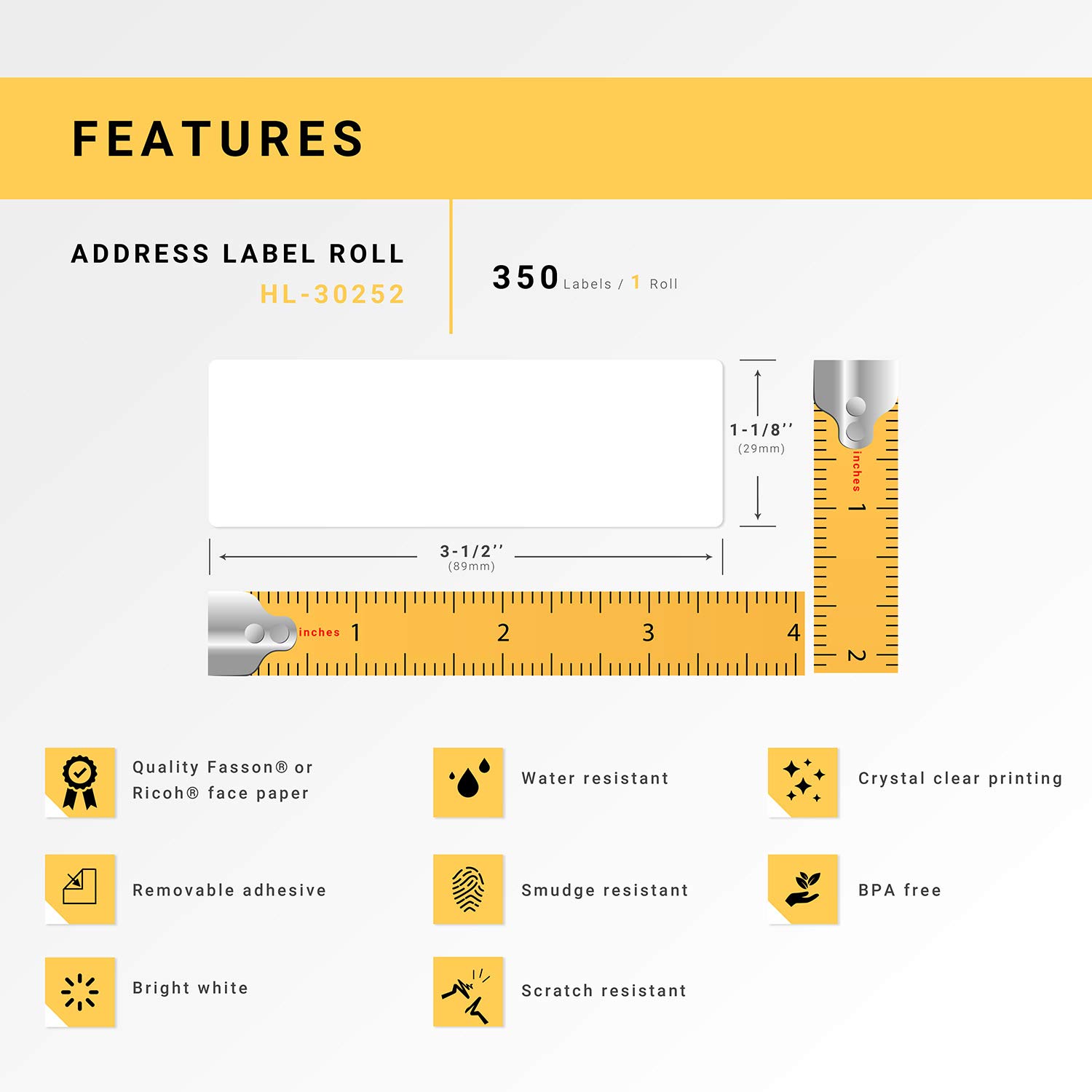 HOUSELABELS Compatible DYMO 30252 Address Labels (1-1/8