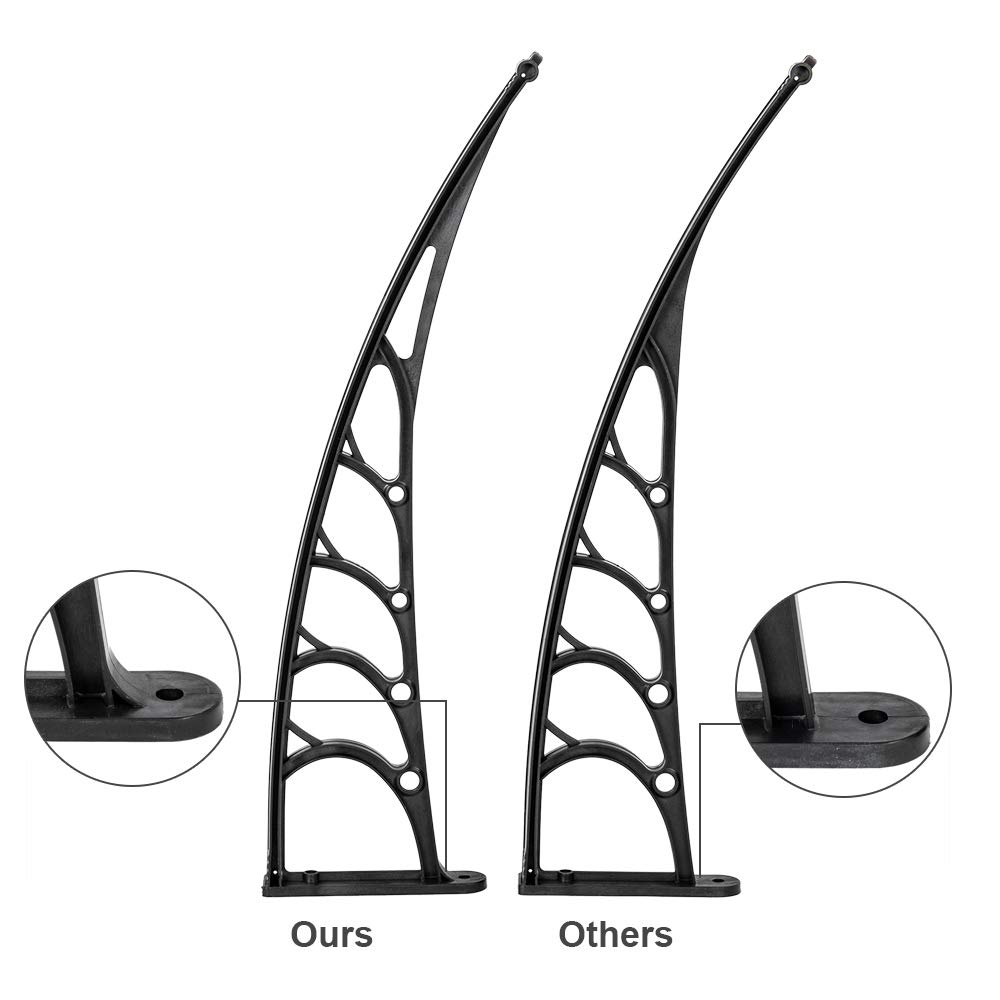 Black Window Awning & Door Canopy - 100x100cm Waterproof Rain Cover with Sturdy Bracket - Perfect for Patio, Porch, and Outdoor Window Protection
