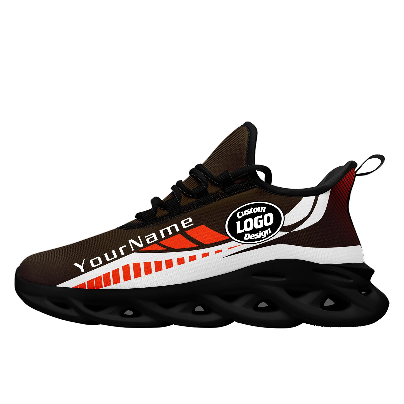 Custom Brown Orange White Cleveland Maxsoul Shoes - Personalized Sneakers for Men & Women | Comfortable Athletic Shoes for Running, Walking & Casual Wear | FN003 D020325 Size 8