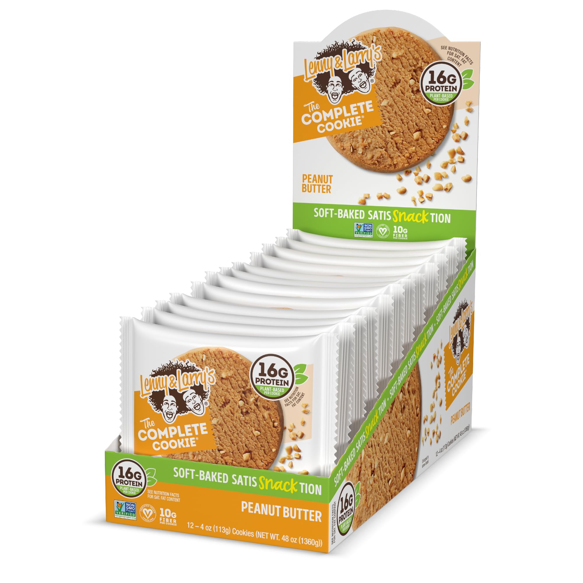 Lenny & Larry's The Complete Cookie - Peanut Butter Flavor, Soft Baked, 16g Plant Protein, Vegan, Non-GMO, 4oz (Pack of 12) | Perfect for Gym Snacks, Vegan Diets & Healthy On-the-Go Breakfast