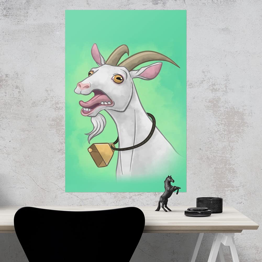 Vibrant Screaming Goat Wall Art Poster - Funny Animal Print Home Decor for Living Room, Bedroom & Office - Unique Gift Idea for Goat Lovers