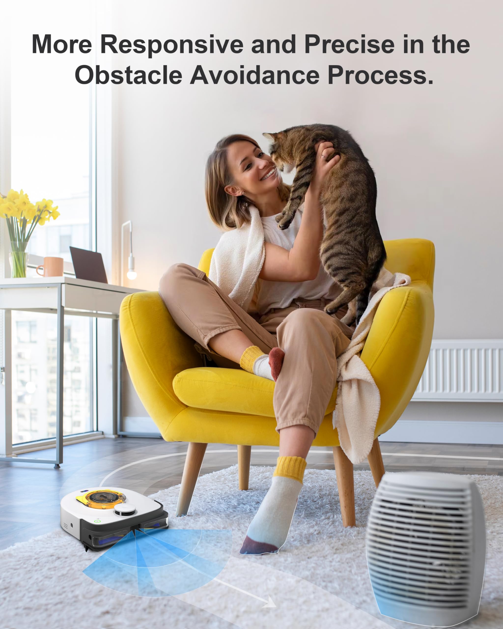 2025 Upgraded Automatic Robot Vacuum Cleaner - 22,000Pa Strong Suction, 4 Adjustable Modes, Bagless Design, Smart Mop & Carpet Cleaning - Perfect for Hardwood Floors, Pet Hair & Large Homes
