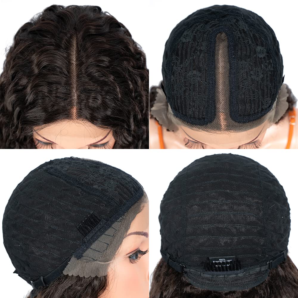 NOBLE STAR 30 Inch Long Curly Lace Front Wig with HD Lace & Baby Hair - 130% Density Human Hair Synthetic Blend Wig for Women (Dark Brown) | Perfect for Cosplay, Daily Wear & Special Occasions