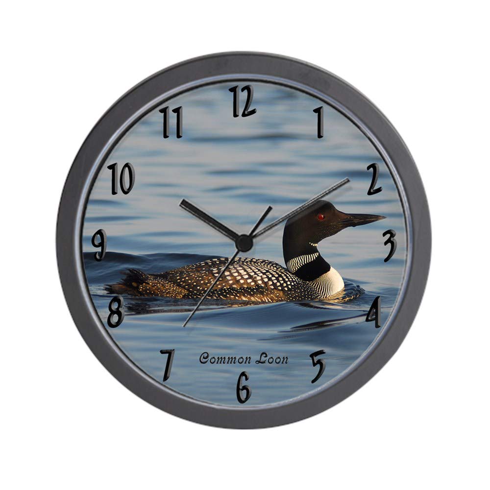 CafePress Common Loon 10 Inch Wall Clock - Decorative Home & Office Wall Clock for Living Room, Kitchen, Bedroom, or Workspace | Perfect for Nature Lovers & Bird Enthusiasts