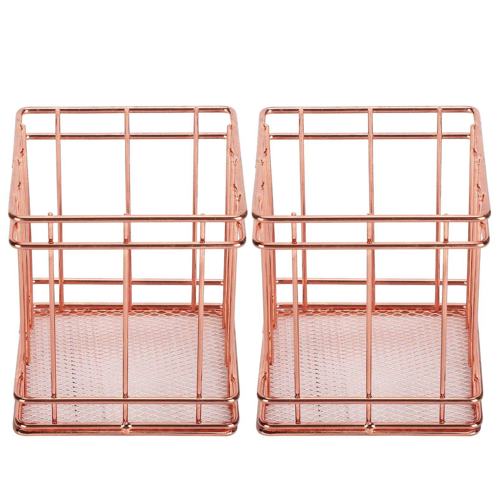 2 Pack Stainless Steel Wire Storage Baskets - Kitchen Organizer for Pantry, Desk, Bookshelf & Cupboard - Perfect for Fruits, Vegetables, Spices & Office Supplies Organization