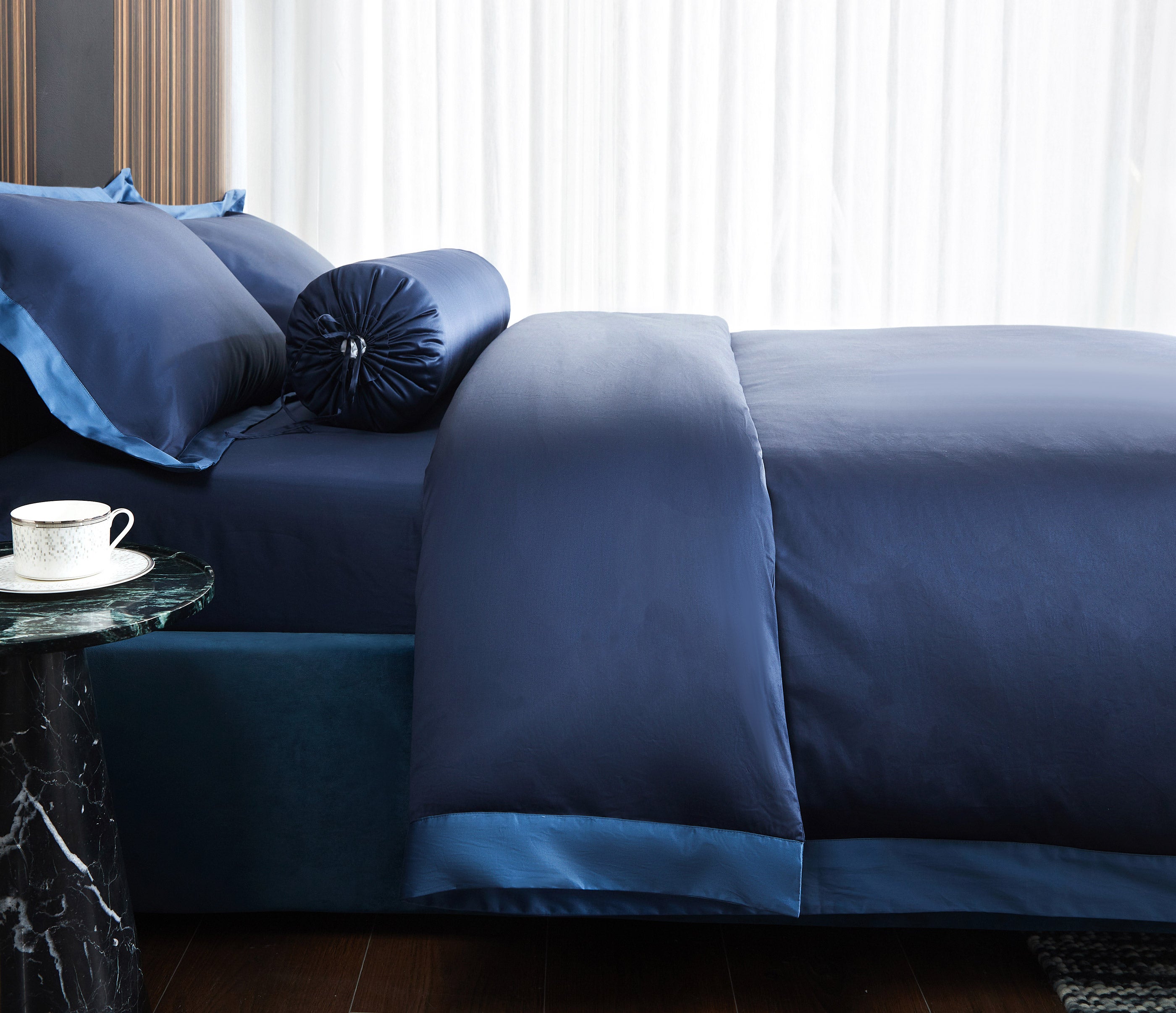 Luxury Hotelier Prestigio™ Supima Cotton Royal Blue 6-Piece Bedding Set - Queen Size, Ultra Soft & Breathable for Hotel-Style Comfort at Home