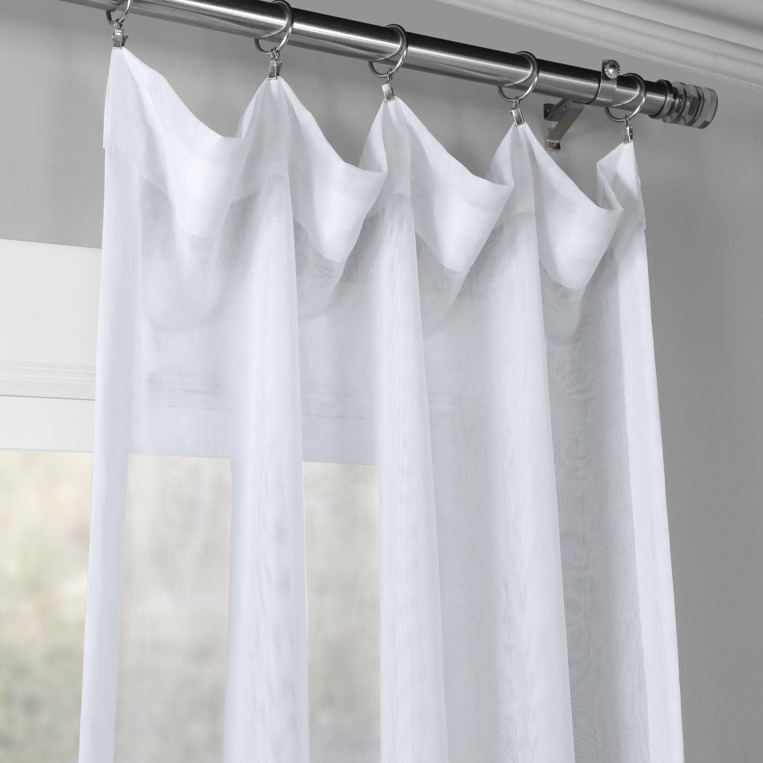 Double Layered White Sheer Curtains for Living Room & Bedroom - Light Filtering Window Drapes for Privacy & Sun Protection