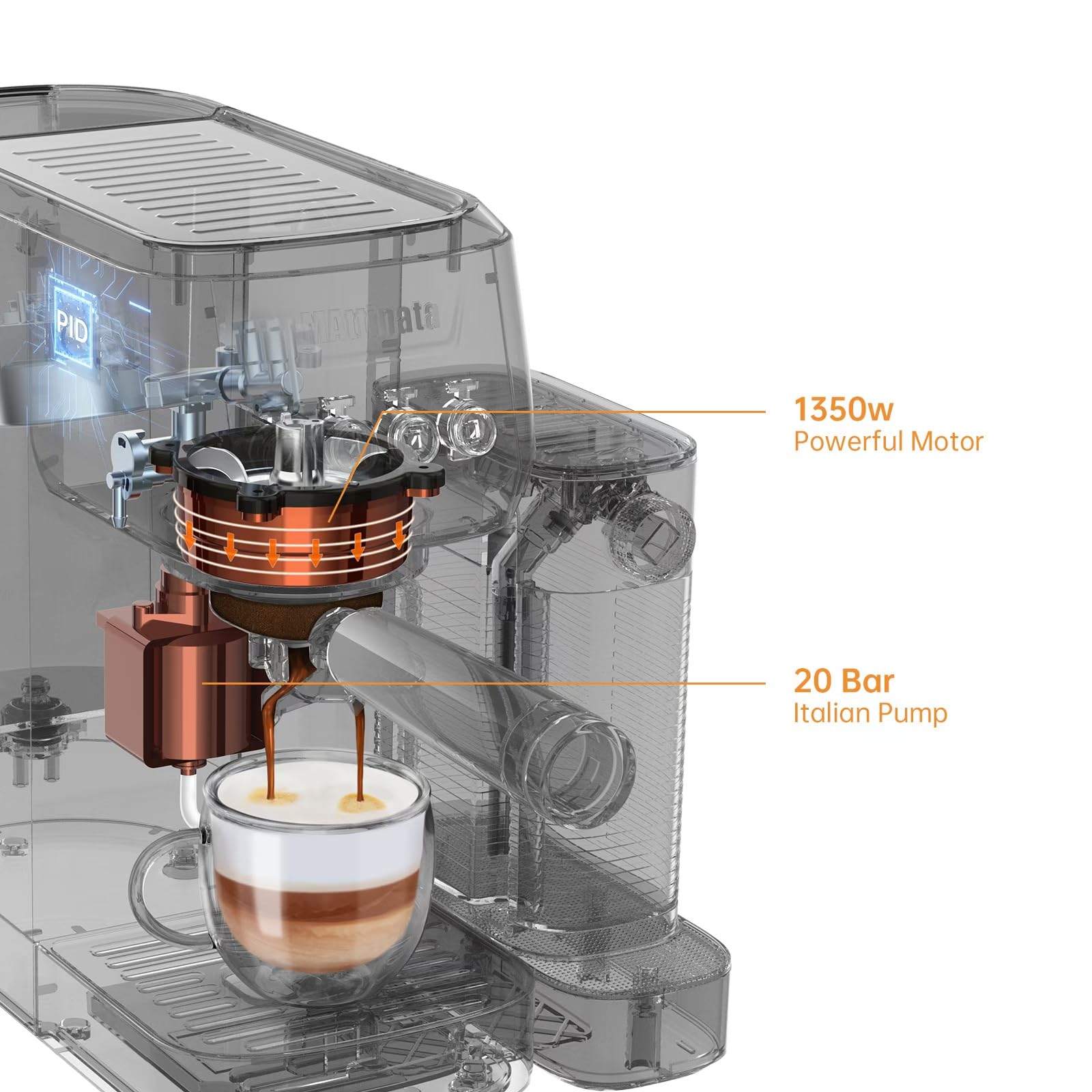 Professional 20 Bar Cappuccino Machine with Automatic Milk Frother - Compact Espresso Maker for Home & Office - Stainless Steel Latte Art Coffee Machine for Baristas & Coffee Lovers - Perfect for Morning Brews, Entertaining Guests & Office Coffee Breaks