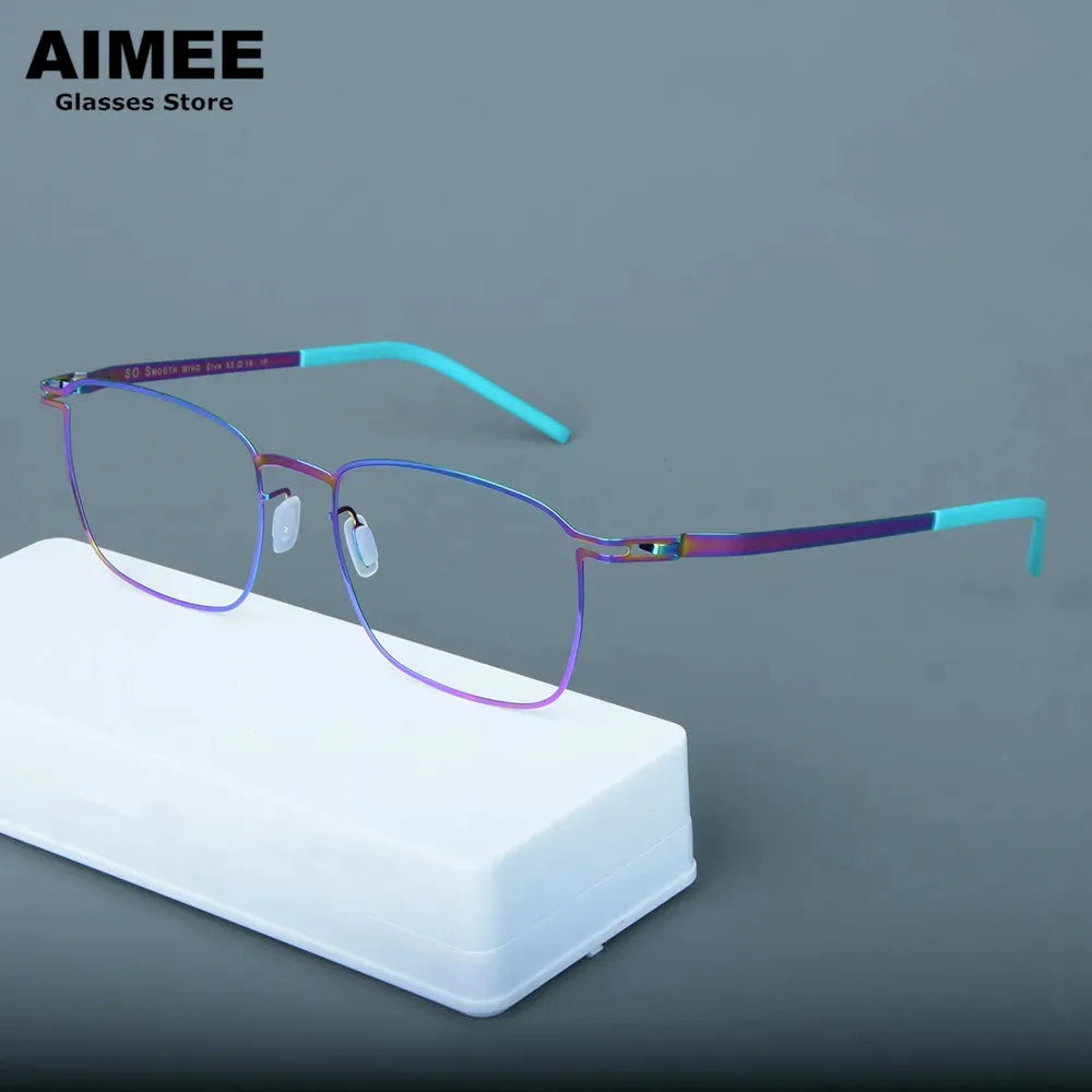 Aimee Unisex Full Rim Square Screwless Steel Eyeglasses Frame 14318 | Lightweight Durable Glasses for Men & Women | Perfect for Reading, Work, and Daily Wear