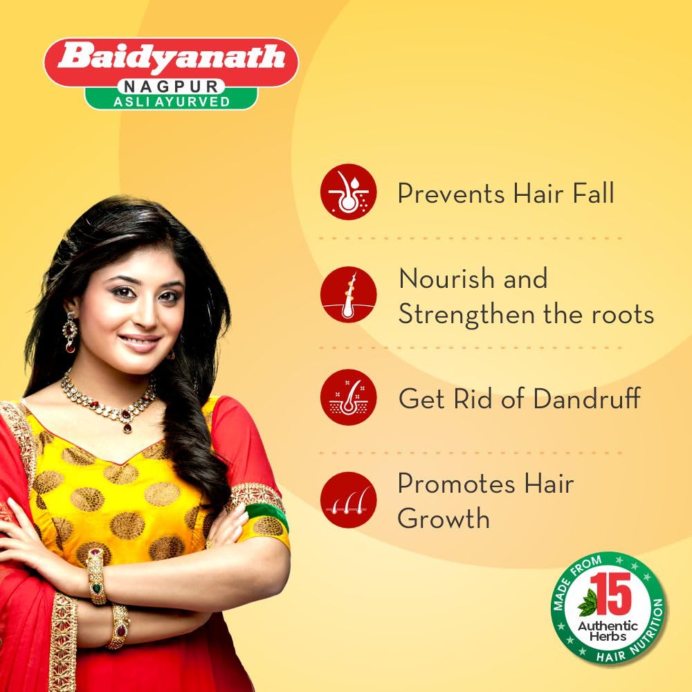 Baidyanath Maha Bhringraj Hair Oil - 200ml | 100% Pure Ayurvedic Hair Growth Oil for Men & Women | Promotes Thicker, Longer Hair & Prevents Hair Loss - Perfect for Daily Scalp Massage & Hair Care Routine