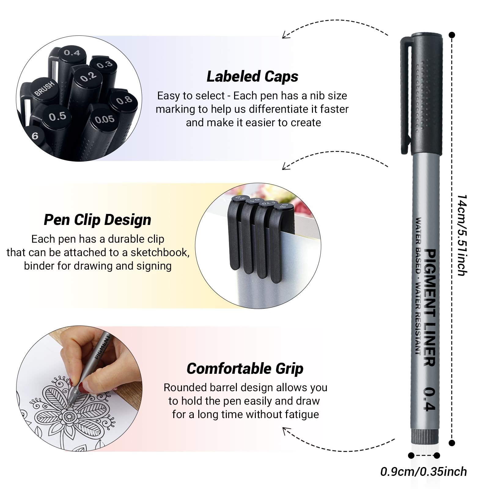 APOGO Fineliner Black Pens Set of 9 - Professional Drawing Micron Pens for Artists, Sketching, Calligraphy & Handwriting - Premium Art Supplies for Manga, Zentangle & Illustration - Perfect for Bullet Journaling, Note Taking & Creative Projects