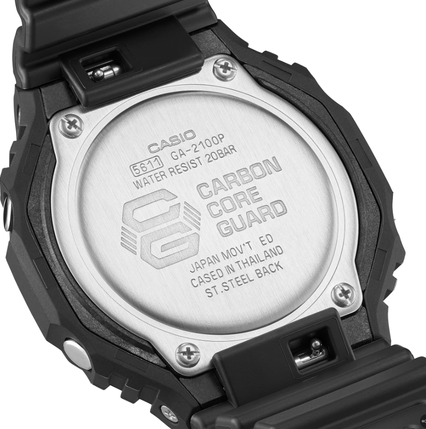 G Shock GA 2100P-1A Analog Digital Black Men's Watch - Durable Sports & Outdoor Adventure Timepiece