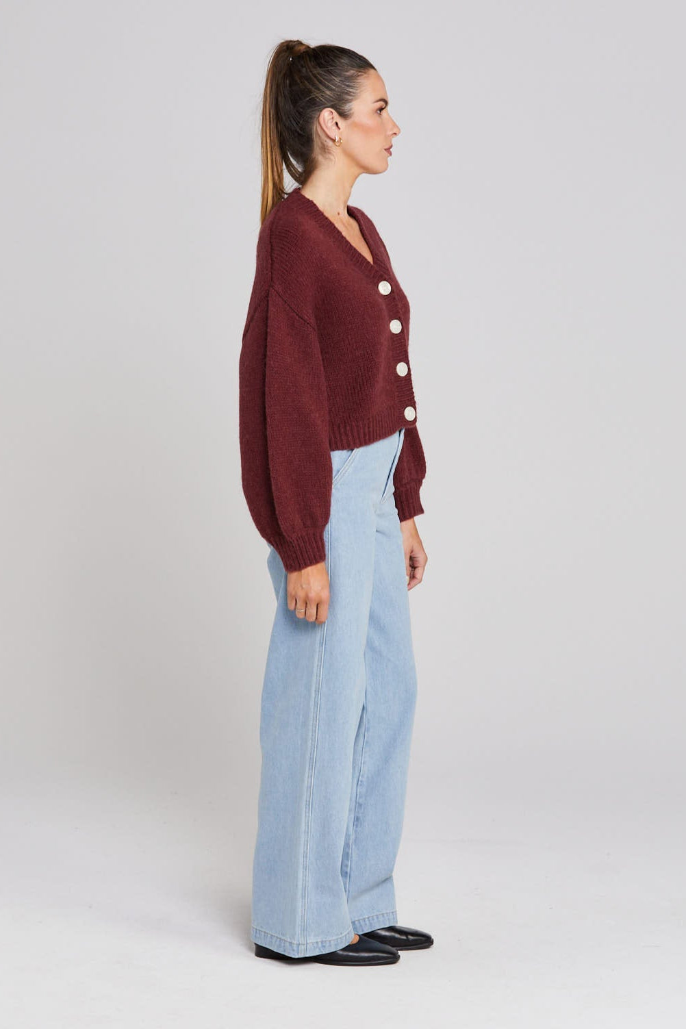 Women's Winter Rouge Wool Cardigan - Cozy Knit Sweater for Cold Weather | Perfect for Holiday Parties & Casual Outfits