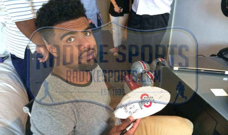Ezekiel Elliott Autographed Ohio State Buckeyes Football - Embroidered Logo & 2014 National Champions Inscription - Perfect for Collectors, Fans & Sports Memorabilia Displays