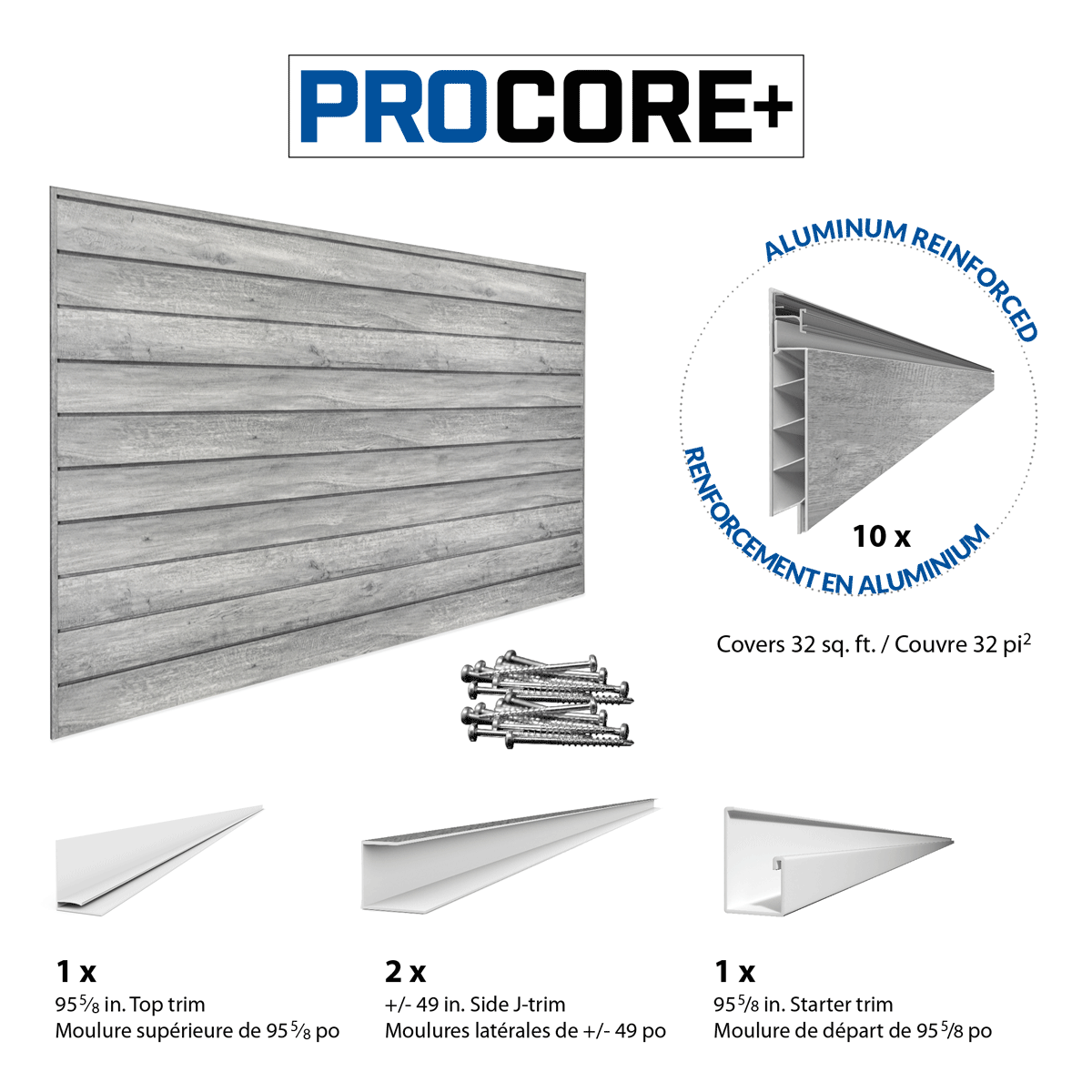 Procore+ Gray Wood Slatwall Mini Bundle - Wall Organizer for Retail Displays & Home Storage - Perfect for Stores, Garages, and Office Organization