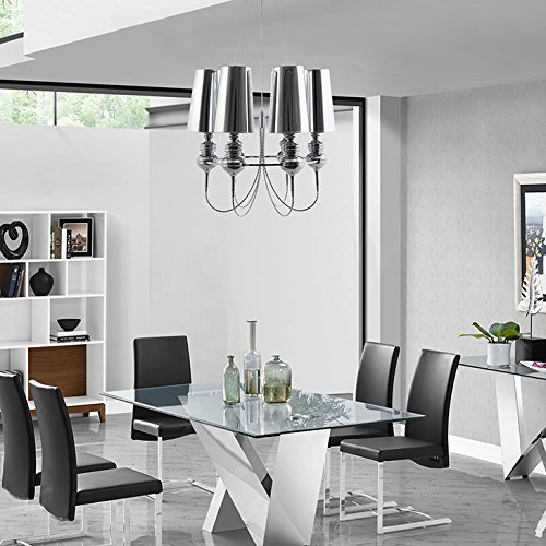 Modway EEI-1555 LexMod Tapestry Stainless Steel Chandelier - 28.5x28.5x27 Inch Silver Modern Ceiling Light for Dining Room, Living Room, or Bedroom