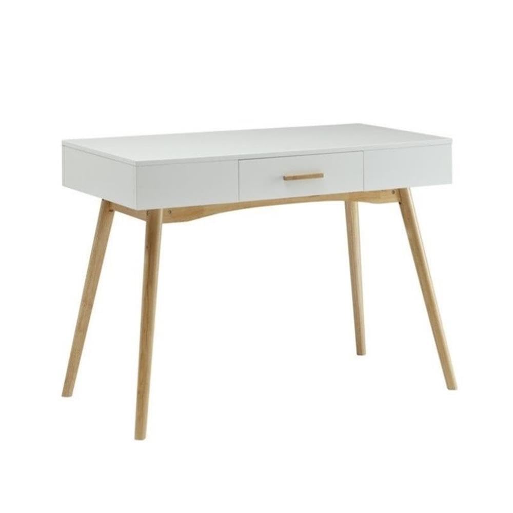 Allora 1-Drawer White Rectangular Wooden Home Office Desk - Perfect for Small Spaces, Study Rooms & Remote Workstations