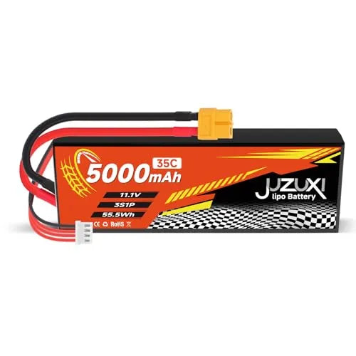 11.1V 5000mAh 3S 35C Lipo Battery Rechargeable Lithium Polymer Battery with XH & XT60 Connectors - Compatible with RC Cars, Trucks, Buggies - Perfect for 2WD/4WD Off-Road Racing, Drifting and Crawling Adventures