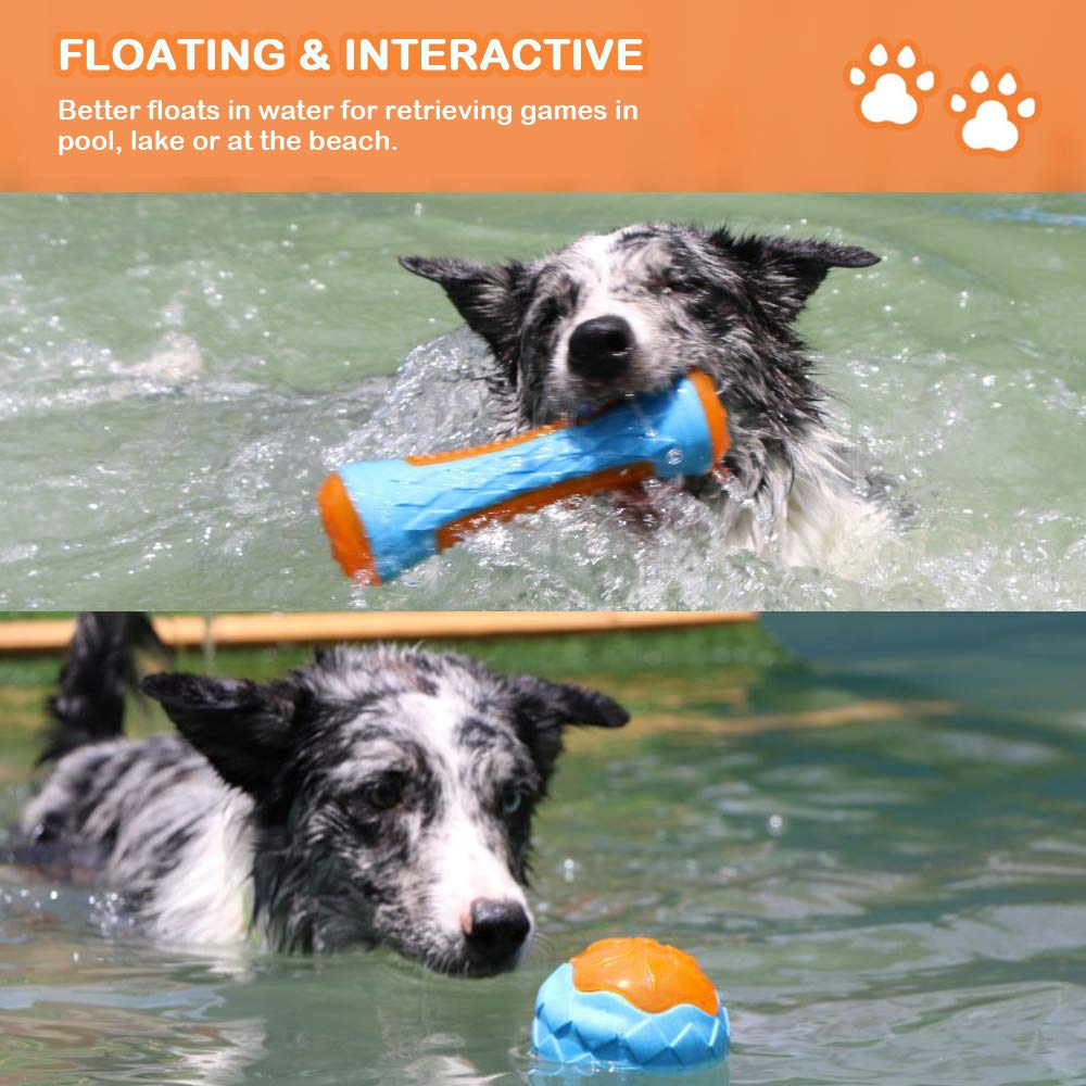 4 Pack Dog Squeaky Toys - Floating Pool Toys for Interactive Fetch & Play - Durable TPR Dog Beach Toys for Swimming, Training & Outdoor Fun