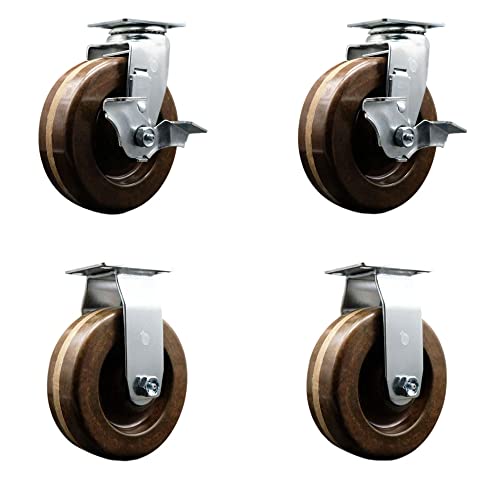 2 Swivel w/2 Top Lock Brakes - 2 Rigid