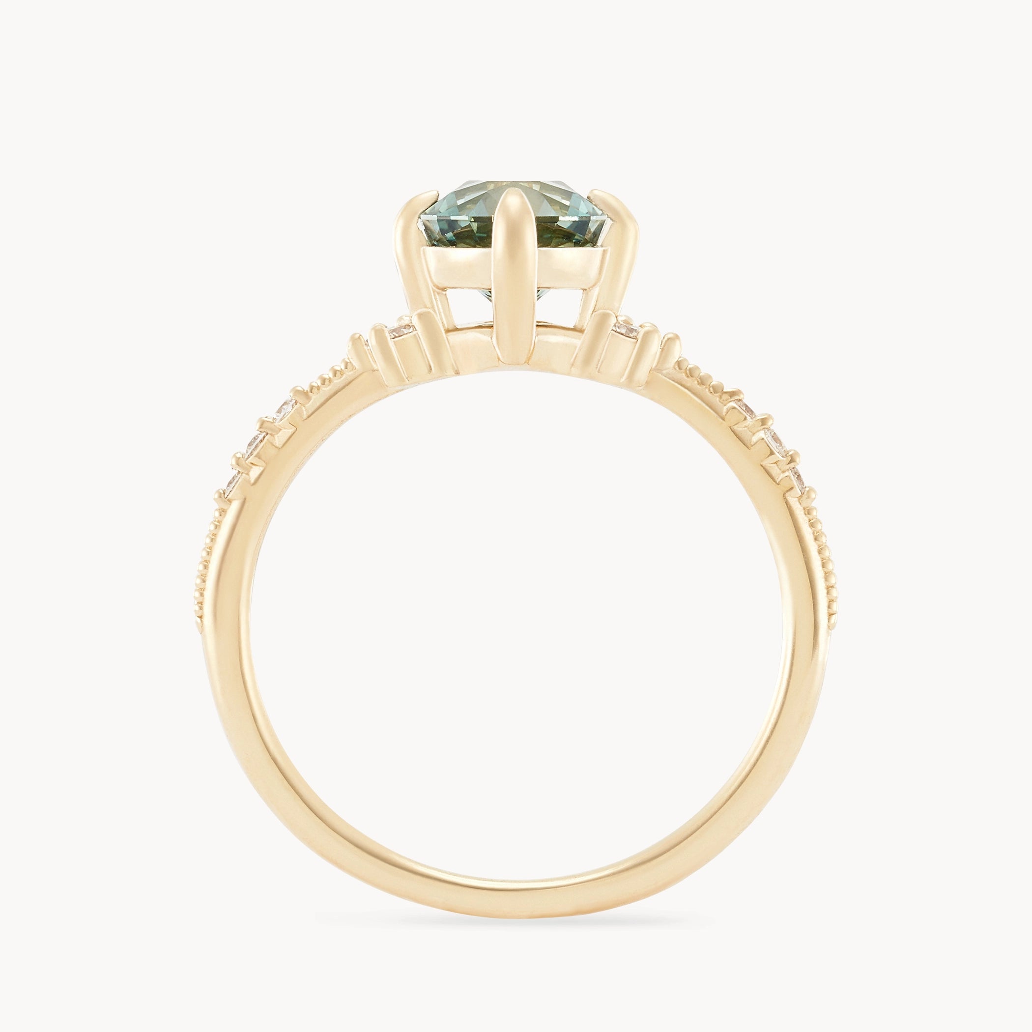 Unique Celestial Bloom 14K Yellow Gold Ring with Green Sapphire - Perfect for Weddings, Anniversaries & Special Occasions