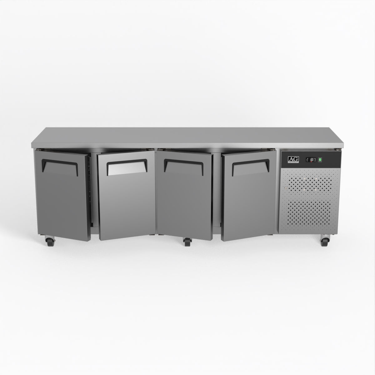 AG 4-Door Commercial Refrigerator - Stainless Steel Worktop & Under Counter Fridge for Restaurants, Bars, and Catering Businesses - Perfect for Food Storage, Beverage Cooling, and Kitchen Organization