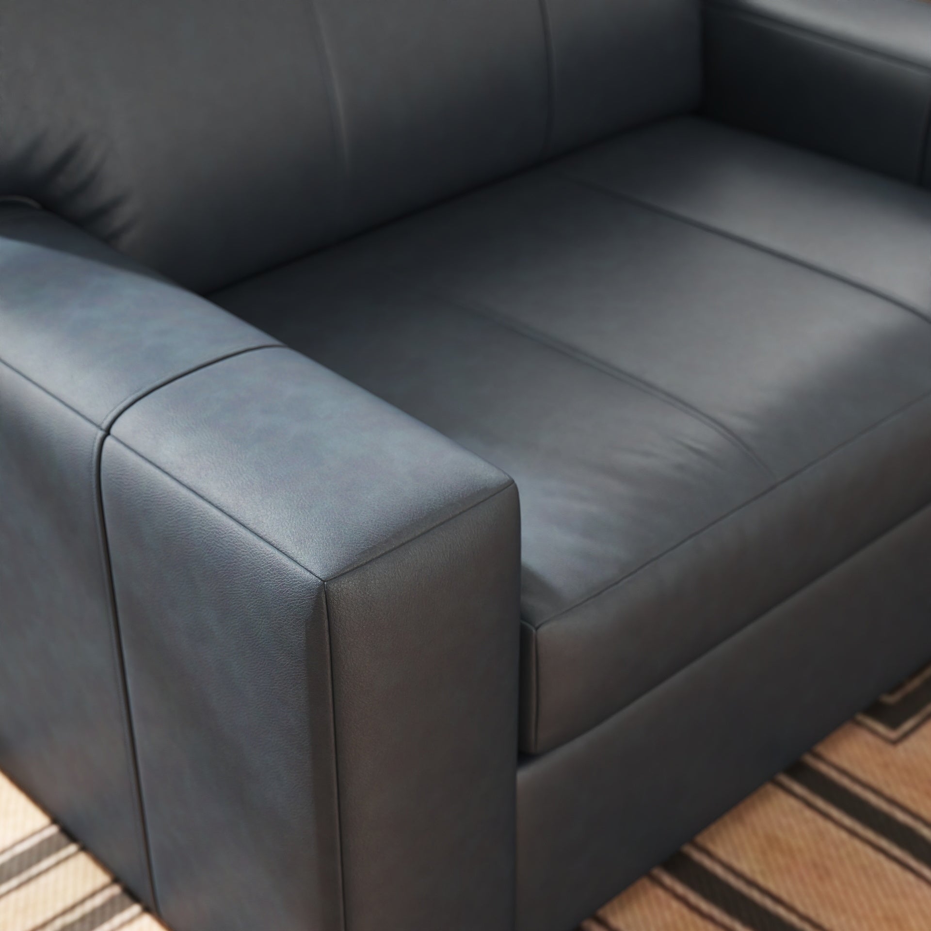 Roundhill Furniture Sakan Genuine Leather Upholstered Cutler Lounge Chair - Modern Living Room Accent Chair for Home Office & Reading Nook